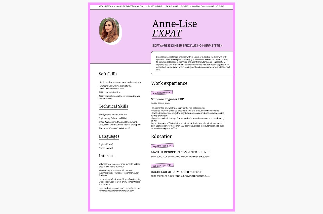 cv anglais